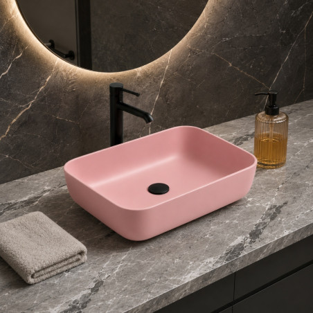 Lavamanos Blanco Pool Rosa Mate Rectangular (sin Grifo)