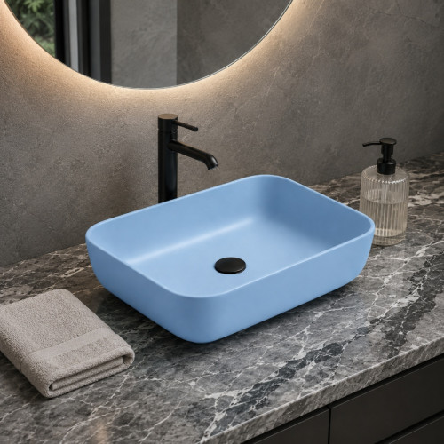 Lavamanos Blanco Pool Azul Cielo Rectangular Sky (sin Grifo)