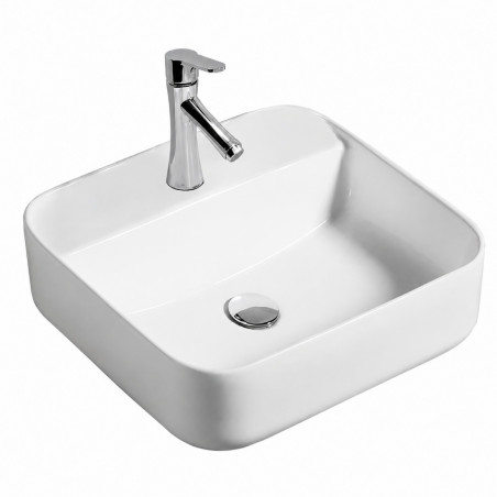 Kit Lavamanos Torino Blanco + Griferia Agua Fría Y Desagüe