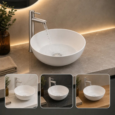 Kit Lavamanos Blanco Tazón -desagüe- Griferia Agua Fría