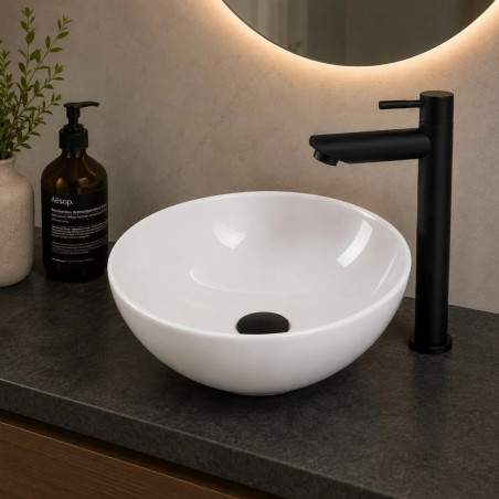 Kit Griferia Color Negro Agua Fría -lavamanos Tazón-desagüe