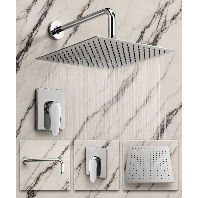 Kit Ducha 30 Metálica Mezclador Europa Monocontrol Cuadrado