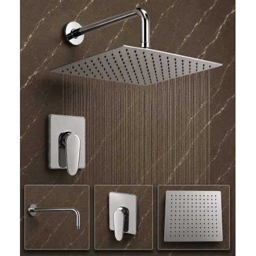 Kit Ducha 20 Metálica Mezclador Europa Monocontrol Cuadrado