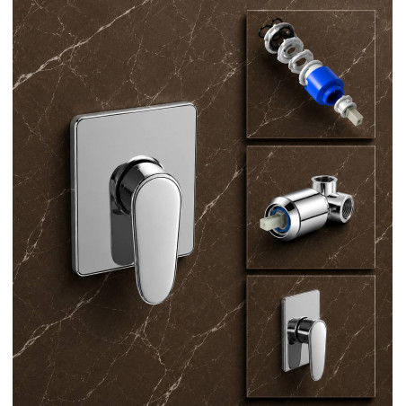 Kit Ducha 20 Metálica Mezclador Europa Monocontrol Cuadrado