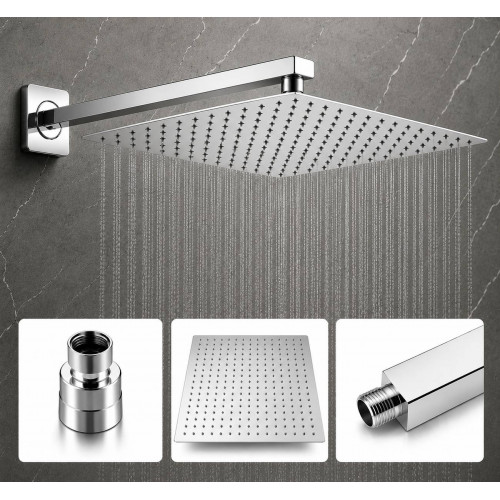 Regadera Ducha Metálica 30 X 30 Cuadrada Kit Tubo Cuadrado