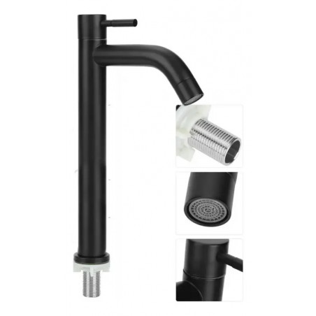 Kit Griferia Negra Agua Fría- Lavamanos Canoa Negro-desagüe