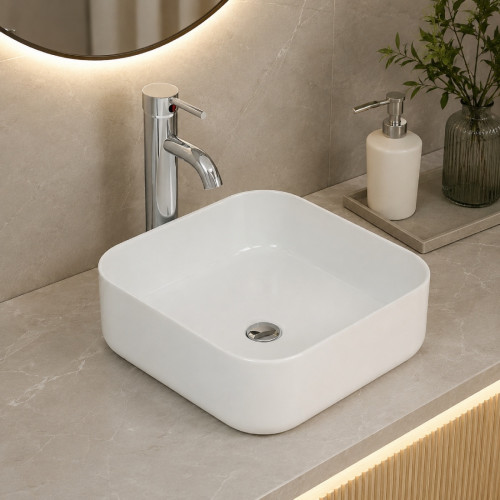 copy of Lavamanos Blanco Vessel Bordes Curvilineos 38x 38x 13,5cm
