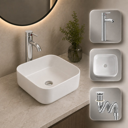 copy of Lavamanos Blanco Vessel Bordes Curvilineos 38x 38x 13,5cm