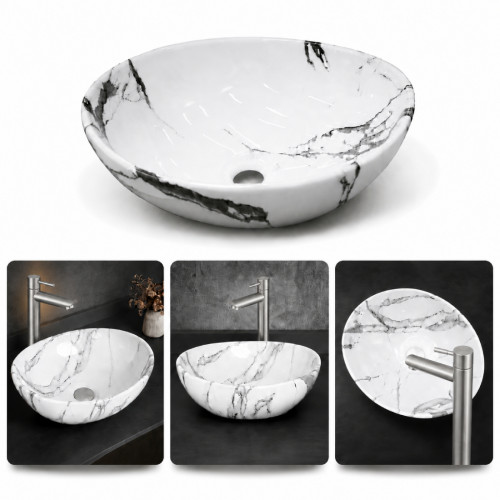 Kit Lavamanos Oval-sifón- Grifo Oro Rosa Pared Agua Fría