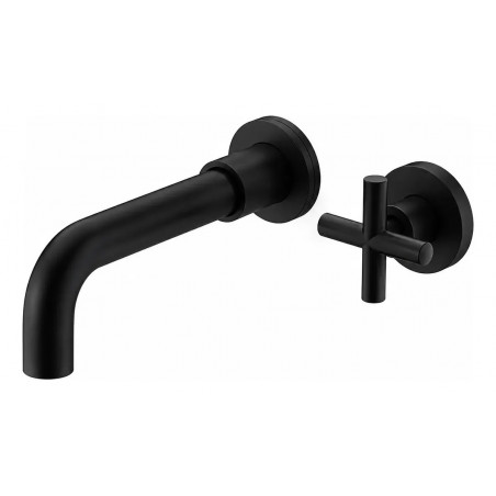 Kit Lavamanos Oval-sifón- Grifo Negro Matte Pared Agua Fría