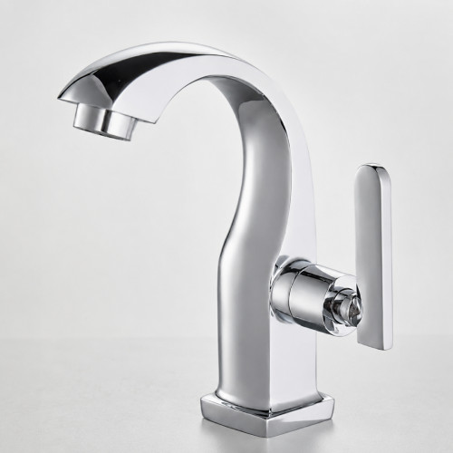Griferia Lavamanos Baja Metal Cromoda Brillante Agua Fría