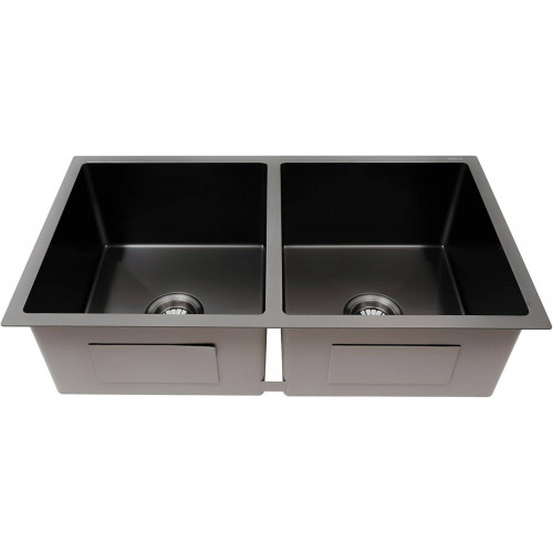 Lavaplatos Doble Poceta Negro Anti Ruido 78cm X 41cm X 21 Cm Acero