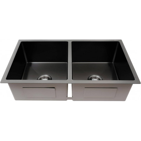 Lavaplatos Doble Poceta Negro Anti Ruido 78cm X 41cm X 21 Cm Acero