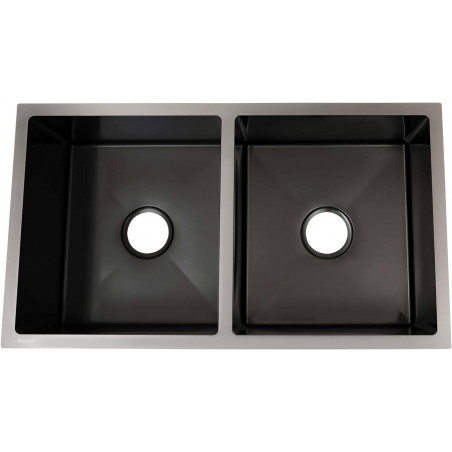 Lavaplatos Doble Poceta Negro Anti Ruido 78cm X 41cm X 21 Cm Acero