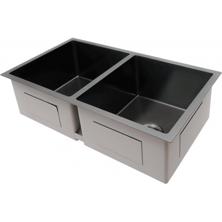 Lavaplatos Doble Poceta Negro Anti Ruido 78cm X 41cm X 21 Cm Acero