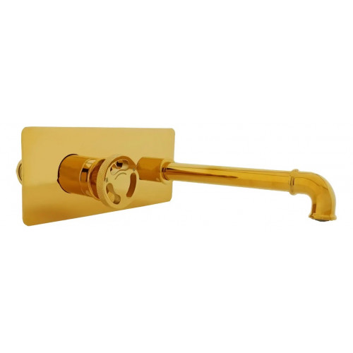 Griferia Lavamanos O Tina Pared Industrial Color Oro Intense