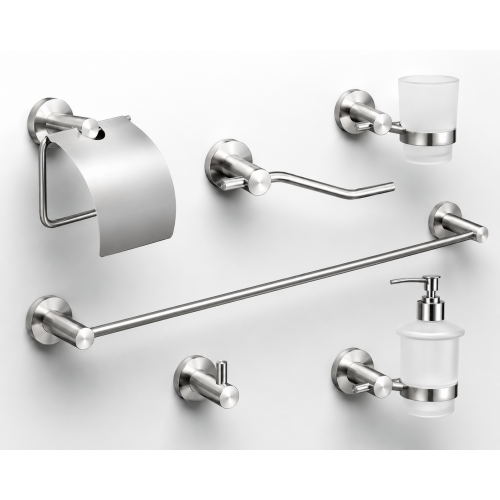 Accesorios acero puro para baño metálico X 6 piezas manta