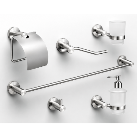 Accesorios acero puro para baño metálico X 6 piezas manta