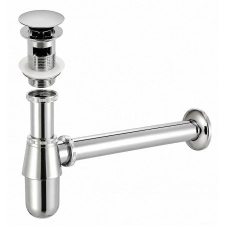 Kit Sifón Desagüe Rebose Push Metálico Brass Lavamanos 1 1/4