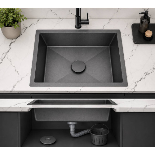 Lavaplatos Anti-Vibratorio 60cm X 40cm Acero Negro Grafito