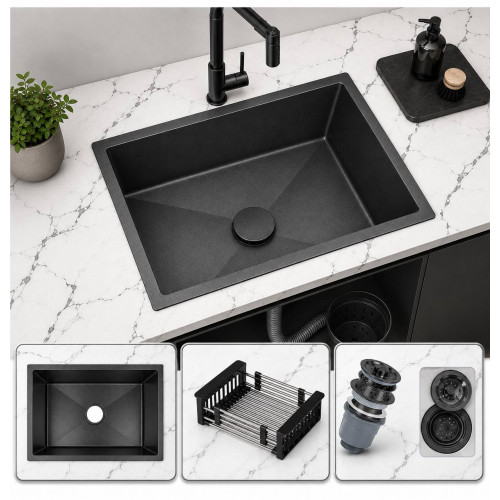 Lavaplatos Anti-Vibratorio 60cm X 40cm Acero Negro