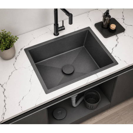 Lavaplatos Anti-Vibratorio 60cm X 40cm Acero Negro Grafito