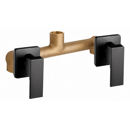 Griferia Mezclador Ducha Doble Manija Negro Cuerpo Bronce
