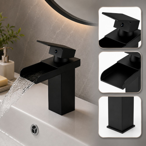 Grifería Lavamanos Monocontrol Lujo Delta Tames Negra Mixer