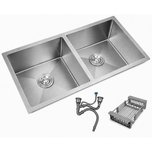 Lavaplatos Doble Poceta Anti Ruido 78cm X 41cm X 21 Cm Acero Grafito