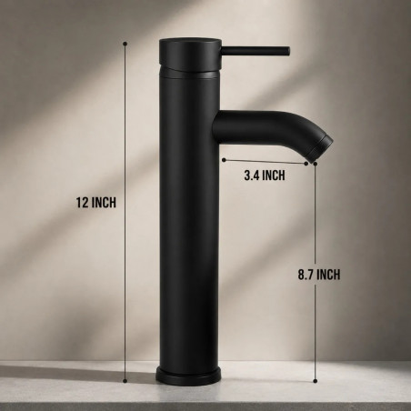 Griferia Llave Lavamanos Alta Color Negro Vessel Mezclador