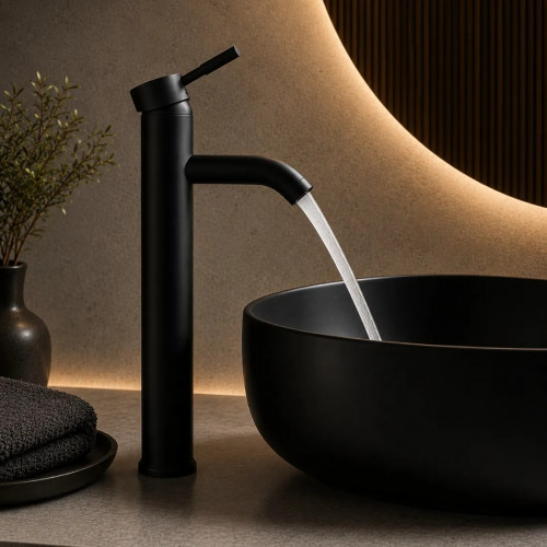 Griferia Llave Lavamanos Alta Color Negro Vessel Mezclador