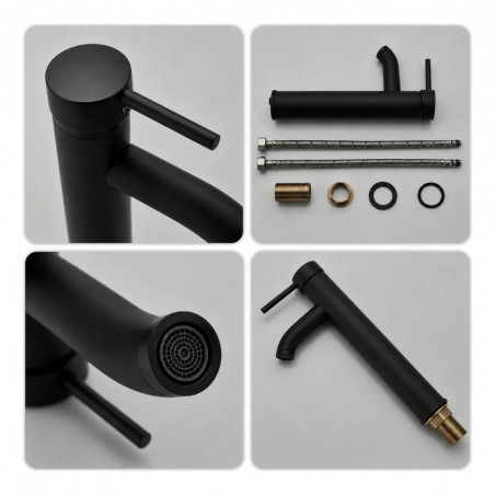 Griferia Llave Lavamanos Alta Color Negro Vessel Mezclador
