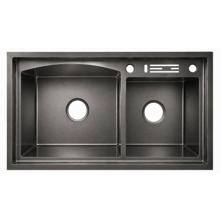 Lavaplatos Negro Nanotextura doble poceta antirruido Silent Smart