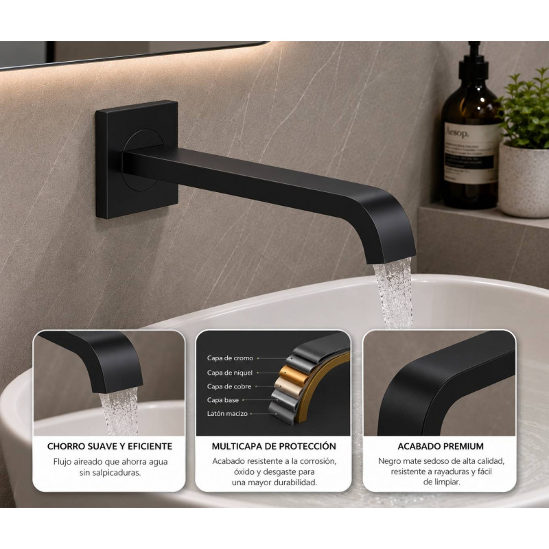 Pico Para Tina O Jacuzzi En Bronce Negro Linea Premium