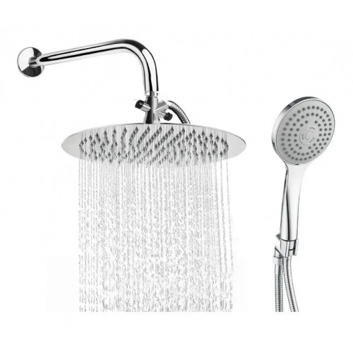 Kit Desviador- Ducha Redonda 20cm  , Teleducha Y Tubo Pared