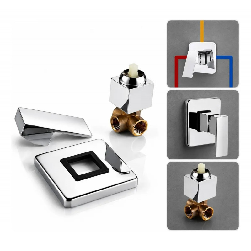 Mezclador Monocontrol Diseño Cuadrado Premium Para Ducha