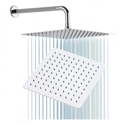 Regadera Ducha Metálica 20 X 20 Cuadrada Kit Tubo Ducha Lujo