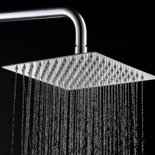 Regadera Ducha Metálica 20 X 20 Cuadrada Kit Tubo Ducha Lujo