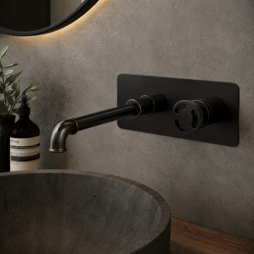 Griferia Lavamanos O Tina Pared Industrial Bronce Negro Matte