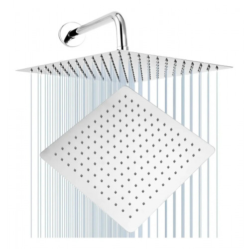Regadera Ducha Metálica 25cm  Extra Plana(sin Tubo)