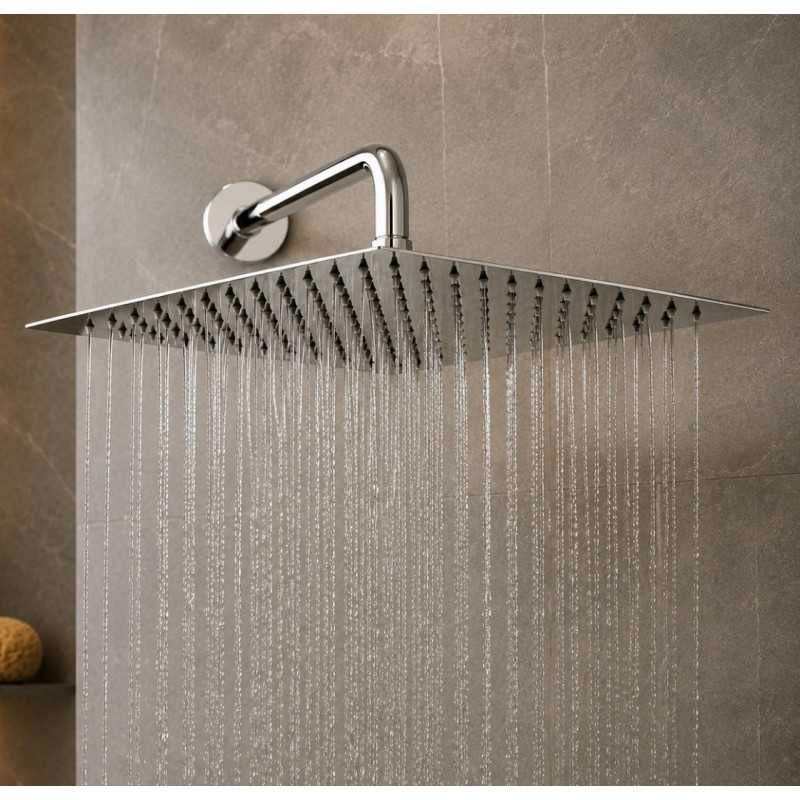 Regadera Ducha Metálica 25cm  Extra Plana(sin Tubo)