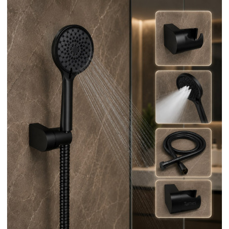 Teleducha Negra Multifunción Soft Tames -manguera -soporte