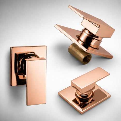 Registro De Ducha Agua Fria Cuadrado Mini Oro Rosa Tames