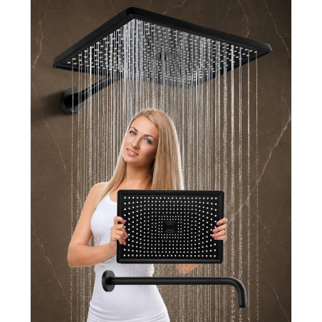 Regadera Ducha Negra Chorro Lluvia Abierta