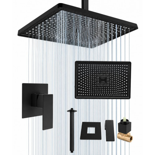 Regadera Ducha Negra con Llave Mezclador