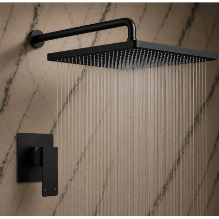 Kit Completo Ducha Eternal Abs Negra Rectangular + Mezclador