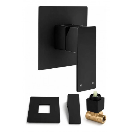 Kit Completo Ducha Eternal Abs Negra Rectangular + Mezclador