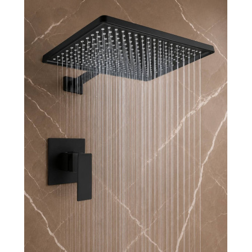 Kit Completo Ducha Eternal Rectangular Abs Y Mezclador Negro