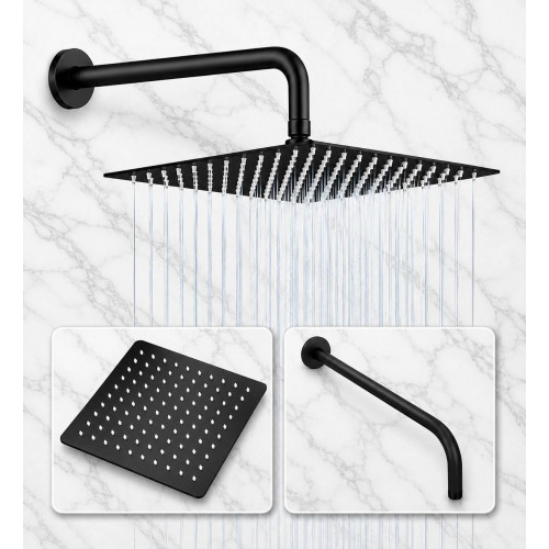 Regadera para Ducha color Negro con Acabado Mate - con Tubo