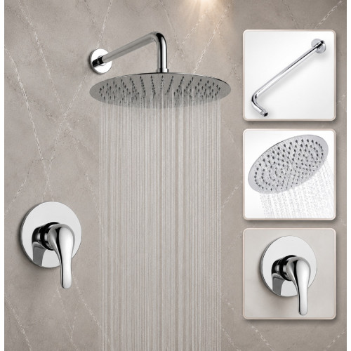 Kit Regadera Metálica 30 cm y Mezclador Ducha Mini